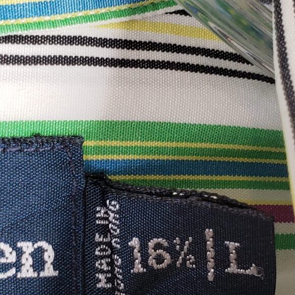 Polo Ralph Lauren Shirt Oxford Men's 16.5 Large LS Button Down Vtg Stripe Multi - Picture 4 of 10